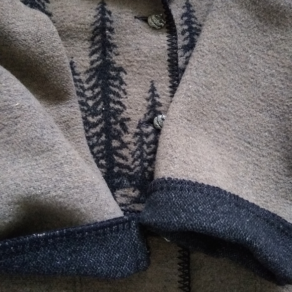 Shawl collar wearable art blanket wool blend Italy maxi long coat folklore - Picture 7 of 9